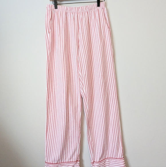 Petite Plume Pima Pajama Set In Antique Red Size Large Striped Embroidered EUC - Picture 10 of 16